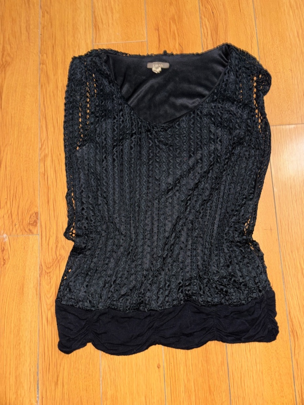 Libian Black Crochet Knit Camisole Tank